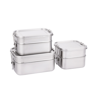 Les sections de la boîte à lunch Bento en acier inoxydable peuvent contenir un sandwich et deux côtés. - Product Image 4