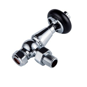 Válvula angular de latón cromado con unión de 4 puntos termostática para sistemas de calentamiento de agua, anticorrosión, tipo rápido - Product Image 1