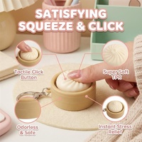 Porte-clés anti-stress réaliste en forme de petits pains vapeur à presser, jouet créatif pour soulager le stress