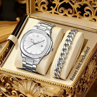 LP62 Ensemble de 4 montres à quartz carrées en alliage argenté pour homme, étanches, pour affaires, avec collier, bracelet et bague assortis – Cadeau sélectionné