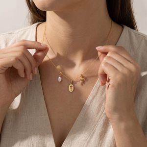 Nuevo Collar de Latón Chapado en Oro de 18k con Colgantes de Mariposa, Corazón y Estrella de Mar con Circonitas, un Collar Bonito y Moderno para Mujer - Product Image 2
