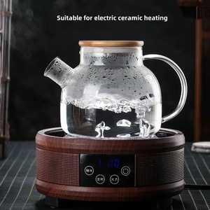 Handmade Clear High Borosilicate Glass Heat Resistant Teapot With Bamboo Lid <strong>Microwaveable</strong> Tea <strong>Kettle</strong> - Product Image 3