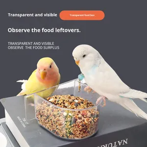 Muhabbet Kuşu Yem Kutusu Plastik Dayanıklı Sızdırmaz Yarım Daire Asılı Kuş Kafesi Aksesuarları Sığırcık Yemlik Su Kutusu Kuş - Product Image 4