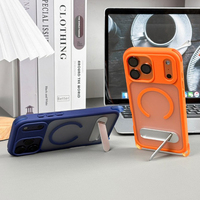 Coque de téléphone givrée avec support métallique pour iPhone 18 Pro Max 16E 15 14 Plus 17 Air 13 12 Mini 11 – Coque rigide mate en PC, design simple et élégant