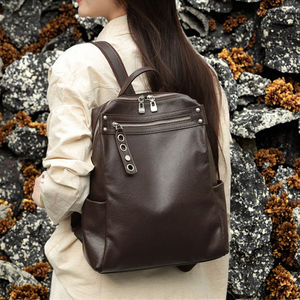 Mochila de Cuero Genuino para Mujer, Verano 2026, Nueva, Gran Capacidad, Duradera, con Cierre, Bolso de Hombro, Esencial para Viajes, Piel de Vacuno - Product Image 3