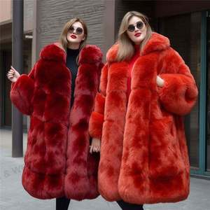 Vêtements personnalisés nouveau manteau en fausse fourrure femme fausse fourrure moyenne longue Explosion multicolore confortable grande taille manteau pour femmes - Product Image 4