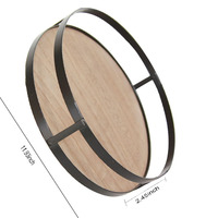 Plateau de cuisine en bois rustique de 12 pouces avec poignée en métal plateau décoratif rond pour la décoration intérieure et la décoration de table de cuisine