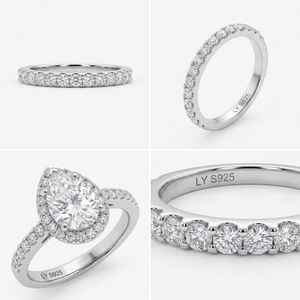 Anillo de Compromiso de Plata 925 con Halo de Circonitas Cúbicas en Forma de Pera, Joyería de Boda para Mujer - Product Image 6