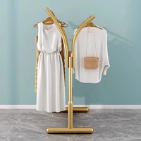 Porte-manteau double simple et mobile pour chambre et balcon, support de vêtements en métal sur pied avec fonction de suspension