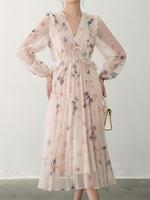 Offre spéciale, robe imprimée pour femmes élégantes avec manches longues, robe longue, robe florale personnalisée à prix compétitif