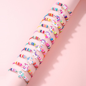 Set di 12 braccialetti estivi con nome personalizzato dopamina per bambini placcati <span class=keywords><strong>oro</strong></span> Heish Bead Cartoon braccialetti per ragazze accessori per bambini - Product Image 5