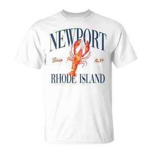 T-shirt Newport Rhode Island depuis 1639, motif homard, vêtements en coton blanc pour hommes - Product Image 1