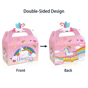 Huancai – boîtes à bonbons avec découpes en papier, 12 pièces, dessin animé, <span class=keywords><strong>licorne</strong></span>, cadeau, gâteau, boîte de friandises pour enfants, fournitures de fête d'anniversaire - Product Image 3