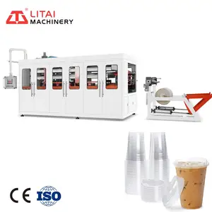 Tek kullanımlık sofra takımı olarak çeşitli bardak gibi dondurma konteyneri yapma makinesi termoform makinesi