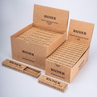 Cônes pré-roulés en papier brun non blanchi avec logo personnalisé, gomme arabique naturelle, emballage personnalisé OEM, 1000 pièces/boîte