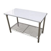 Équipement hôtelier industriel, table de préparation de cuisine commerciale à 2 niveaux en acier inoxydable, revêtement auto-nettoyant, capacité de charge de 300 kg/m