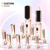 XBH 11 in 1 Alat Pengeriting Rambut Elektrik Ionik PTC Profesional dengan Layar LCD, Tongkat Pengeriting Keramik Otomatis, 3 Model