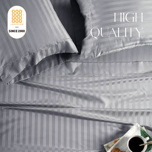 Sprei Hotel Bintang 5 Grosir 100% Katun Dobby Stripe Set Sprei Putih Mewah - Product Image 2
