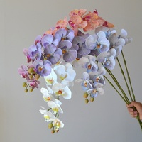 Bunga Anggrek Phalaenopsis Buatan 9 Kepala dengan Sentuhan Realistis Berkualitas Tinggi untuk Dekorasi Pernikahan, Hari Ibu, Meja Makan, dan Rumah.