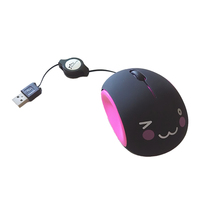 Desain baru kabel Pico 3 tombol 1600 DPI lucu kantor dapat diperpanjang Mouse lipat bisu