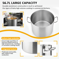 Marmite à soupe en aluminium grande capacité pour buffet, avec couvercle et doubles poignées, idéale pour restaurants et hôtels