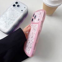 Coque de protection antichoc à bords ondulés mats avec paillettes en forme d'étoile et colle goutte à goutte pour iPhone 17, 16, 15 Plus, 14 Pro Max, iPhone 17 Air