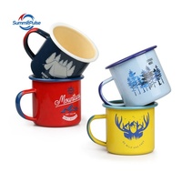 Mug en émail personnalisé avec logo, style rétro vintage, pour café, idéal pour l'extérieur, mug de voyage en émail par sublimation, vente en gros
