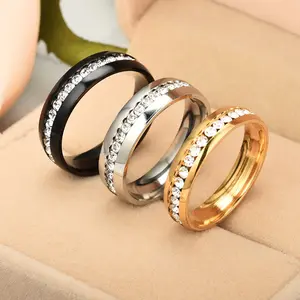 Hot Sale Inside Outside Camber Voll punkt Diamant Gold Silber Roségold Edelstahl Ring