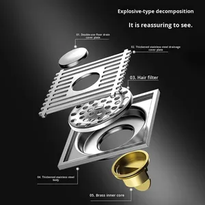 Custom Thickened Stainless Steel Floor Drain With Odor Stopper Large Flow Copper Filter - Product Image 1