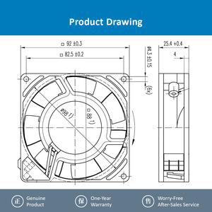 Ventilateur axial compact AC ebmpapst ebm 3956 de remplacement 92*92*25mm 230V, ventilateur de refroidissement à haut débit d'air pour la ventilation des armoires - Product Image 4