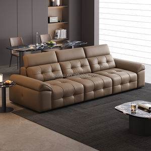 112128 Divano in Pelle Stile Fiorentino Colore Marrone all'Ingrosso Divani per <span class=keywords><strong>Soggiorno</strong></span> di Lusso Alta Qualità Set di Divani Modulari Classici di Lusso - Product Image 1