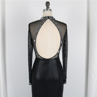 Robe de soirée luxueuse, nouvelle collection, col haut, fendue, perlée, manches longues, Sexy, longue tenue de soirée