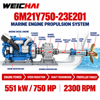 Mesin Diesel Laut Kecepatan Tinggi Weichai 6M21 Seri 750hp 2300RPM 6M21Y750-23E201 untuk Kapal Pesiar dengan Sertifikat IMO