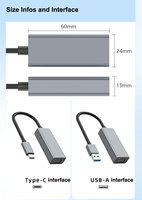 Personalizado tipo C USB 2,0 100Mb USB 3,0 a 1000Mbps Gigabit RJ45 tarjeta de red aluminio ABS adaptador Ethernet para PC de escritorio portátil