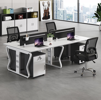Bureau de travail moderne classique minimaliste STG avec structure en acier, 4 places, chaises de bureau, armoires latérales, table pour quatre personnes