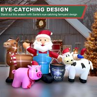 Décorations de Noël gonflables de 8 pieds de long, scène de ferme du Père Noël, décorations gonflables avec éclairage LED intégré, décoration extérieure et intérieure