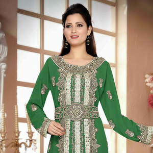 Kaftan islámico marroquí moderno para mujer Vestido de playa largo hasta el suelo con mangas largas transpirables ODM Supply - Product Image 1