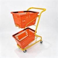 Caddie de courses à double niveau, chariot roulant pour supermarché et magasin de proximité