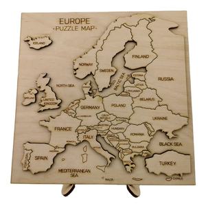 Puzzle in legno con mappa europa 3d tagliata al Laser, mappa in legno giocattolo educativo, mappa del paese in legno - Product Image 1