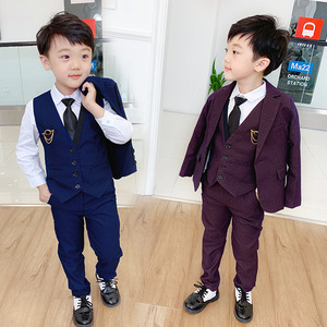 儿童套装精品套装花朵男孩连衣裙夹克St男孩婴儿绅士套装三件套 - Product Image 2