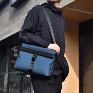 Buckle Strap Roll Top Sling Crossbody <b>Bag</b> Waterproof PU Casual <b>Shoulder</b> Messenger <b>Bag</b> for <b>Men</b> Daily Outdoor - Product Image 2