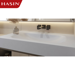 Lavabo de salle de bain moderne en pierre frittée monobloc sans couture à pliage à chaud <span class=keywords><strong>blanc</strong></span> - Product Image 5