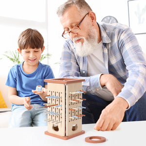 Montessori nuovo giocattolo educativo interattivo Set in legno torre di equilibrio Pisa Stick gioco per i più piccoli Puzzle quadrati per il <span class=keywords><strong>disegno</strong></span> - Product Image 2