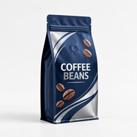 Emballage OEM imprimé pour grains de café torréfiés dans une pochette Mylar à valve avec fermeture éclair anti-odeur et commandes d'emballage personnalisées