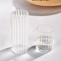 Ensemble de vases en verre côtelé transparent, vases cylindriques cannelés pour centres de table de mariage, décoration de table et de la maison