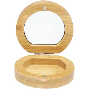 Miroir de poche en bambou Afrodit, gadgets durables - Product Image 2