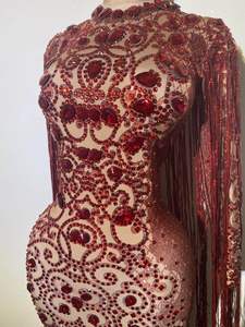 Chic strass glands fête d'anniversaire longue <span class=keywords><strong>robe</strong></span> longueur de plancher moulante Club <span class=keywords><strong>robe</strong></span> de <span class=keywords><strong>Cocktail</strong></span> femmes diamant <span class=keywords><strong>robe</strong></span> de soirée de mariage - Product Image 6