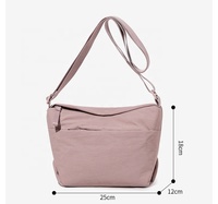 Tas Selempang Ringan Kapasitas Besar dengan Ritsleting, Bahan Nilon Trendi, Tas Selempang Kasual untuk Wanita, Penggunaan Sehari-hari