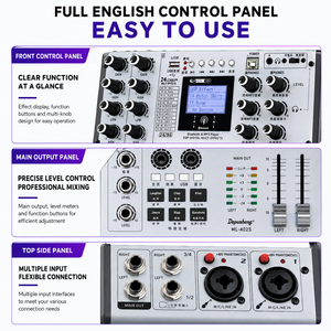 Mixer Audio Professionale ML-402s a 4 Canali con Effetti DSP, Bluetooth, Looping e Display Retroilluminato per Palco, <span class=keywords><strong>Karaoke</strong></span> e Streaming Live - Product Image 4