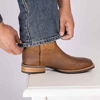 Bottes de cowboy occidentales mi-hautes pour hommes, peintes à la main, en cuir pleine fleur, tige en cuir de vachette, semelle composite 4 couches, fabriquées en Chine (4,6 étoiles)